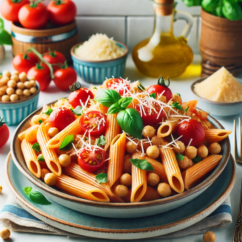 Tomato Basil Penne with Chickpeas