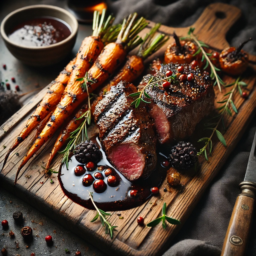 Grilled Kangaroo Steaks with Native Pepperberry Sauce