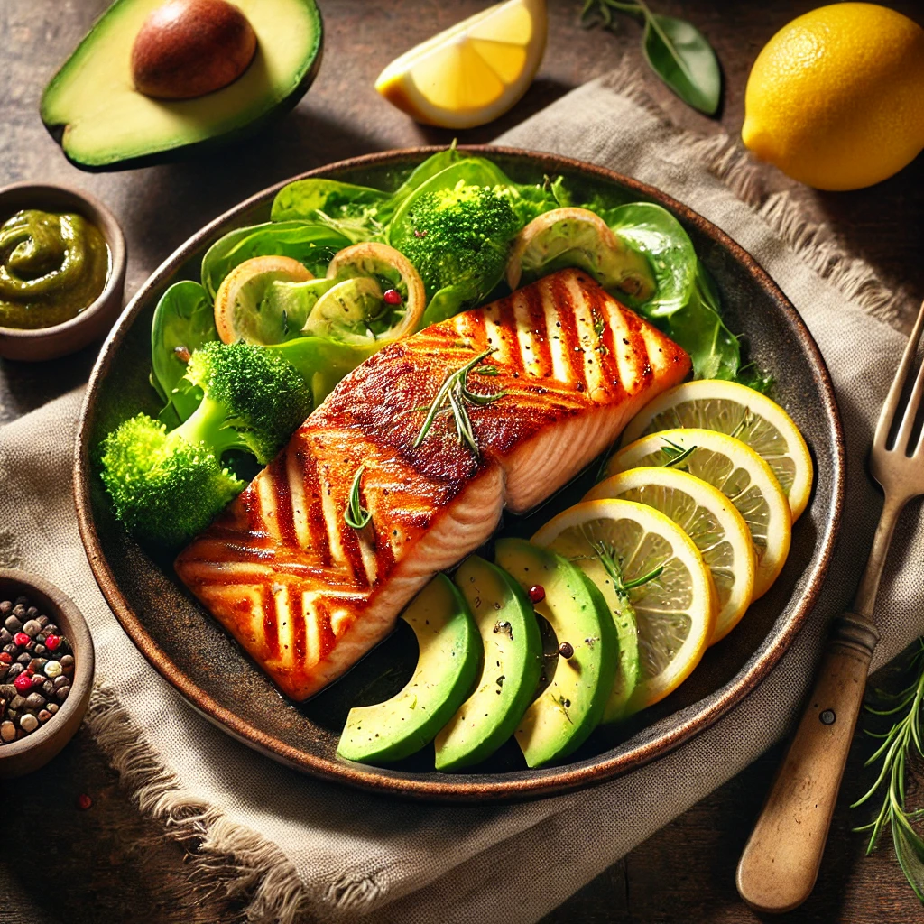 Baked Salmon with Avocado Salad